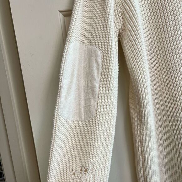 Ser.O.Ya Cream Devin Oversized Distressed Sweater Front Pocket Small - Picture 5 of 12